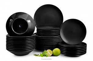 LUPIN, https://konsimo.pl/kolekcja/lupin/ Zestaw obiadowy dla 12 osób czarny czarny - zdjęcie