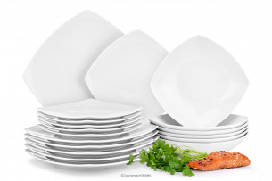 CARLINA, https://konsimo.pl/kolekcja/carlina/ Serwis obiadowy kwadratowy 6 os. 18 elementów biały biały - zdjęcie