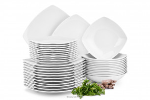 CARLINA, https://konsimo.pl/kolekcja/carlina/ Serwis obiadowy kwadratowy 12 os. 36 elementów biały biały - zdjęcie