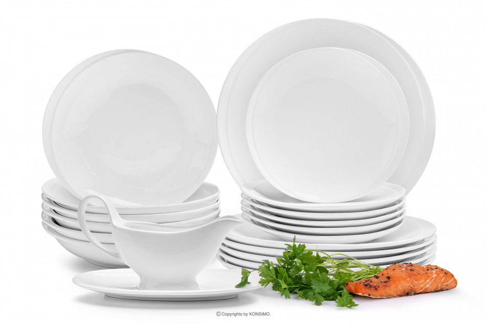 RESEDA Zestaw obiadowy porcelanowy dla 6 osób biały (20el) biały - zdjęcie