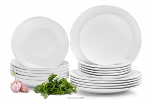 RESEDA, https://konsimo.pl/kolekcja/reseda/ Zestaw obiadowy porcelanowy dla 6 osób biały biały - zdjęcie