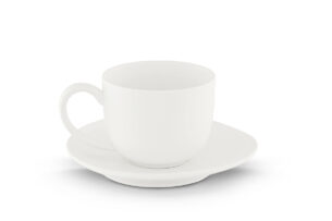 RESEDA, https://konsimo.pl/kolekcja/reseda/ Filiżanka do kawy ze spodkiem biały - zdjęcie