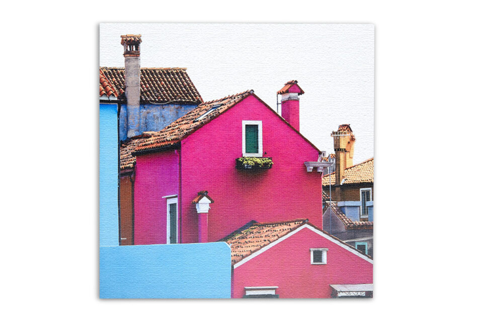 IMAGOS Obraz dom różowy/niebieski - zdjęcie