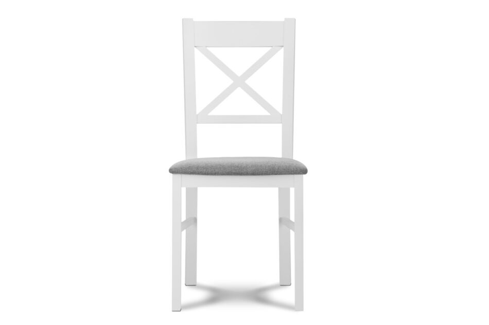CRAM Proste krzesło drewniane krzyżak białe tkanina pleciona szara biały/jasny szary - zdjęcie 1
