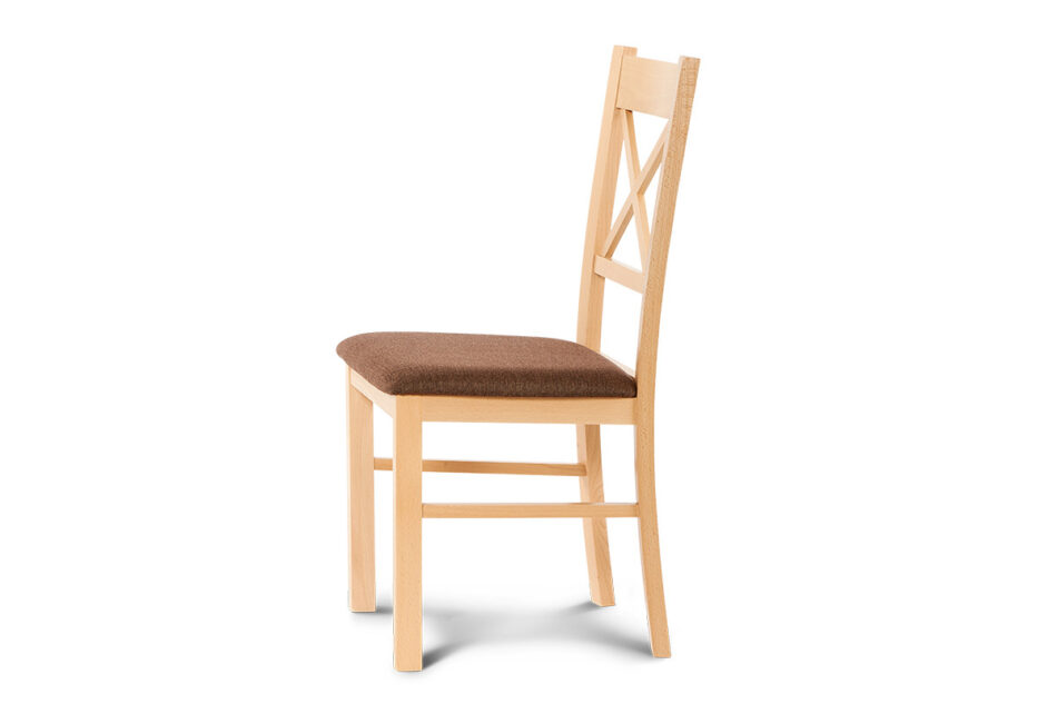 CRAM Proste krzesło drewniane krzyżak buk tkanina pleciona brąz buk/brązowy - zdjęcie 2