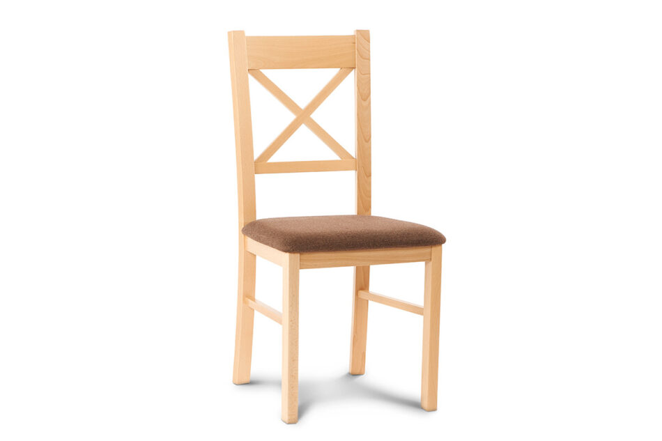CRAM Proste krzesło drewniane krzyżak buk tkanina pleciona jasny brąz buk/brązowy - zdjęcie 0