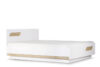 AVERO Podwójna rama łóżka 160 x 200 cm w stylu skandynawskim biała biały matowy/biały połysk/dąb - zdjęcie 4
