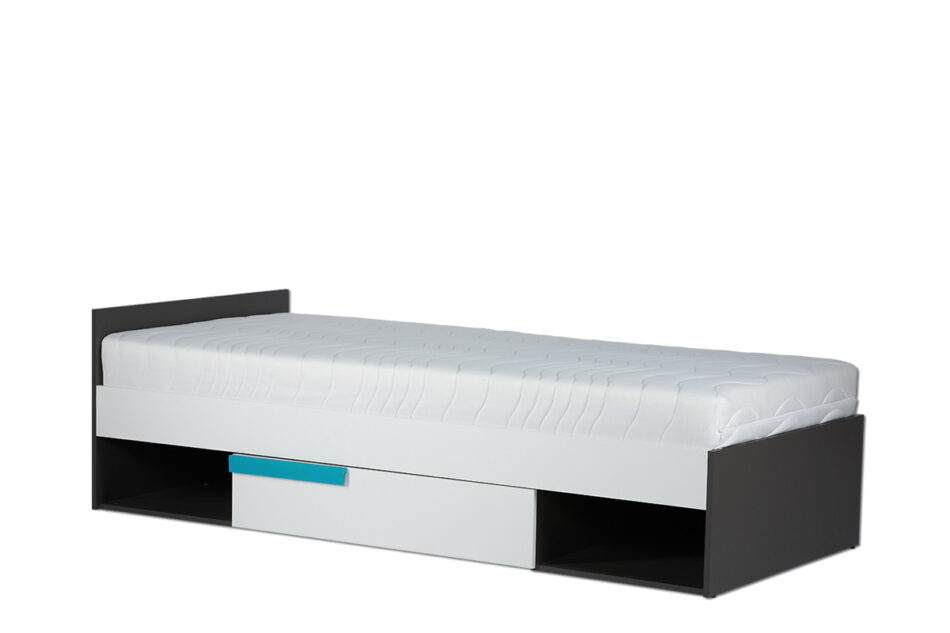 SHIBU Nowoczesne łóżko dla dziecka z szufladą grafit/biały/niebieski - zdjęcie 1