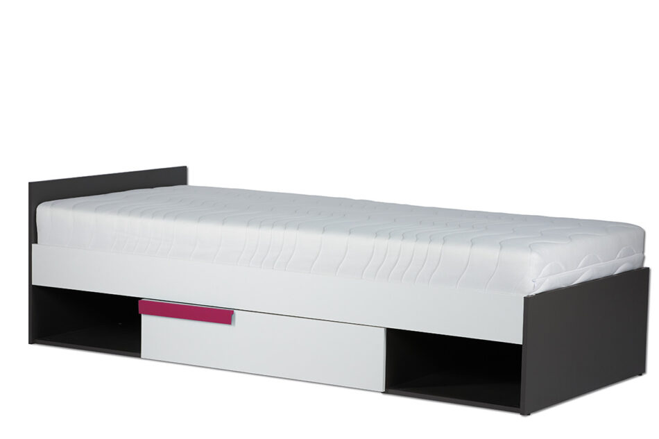 SHIBU Nowoczesne łóżko dla dziecka z szufladą grafit/biały/różowy - zdjęcie 3