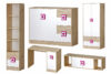 CAMBI Kolorowy zestaw mebli do pokoju dziecięcego 5 elementy biały / jasny dąb / różowy biały/jasny dąb/różowy - zdjęcie 1