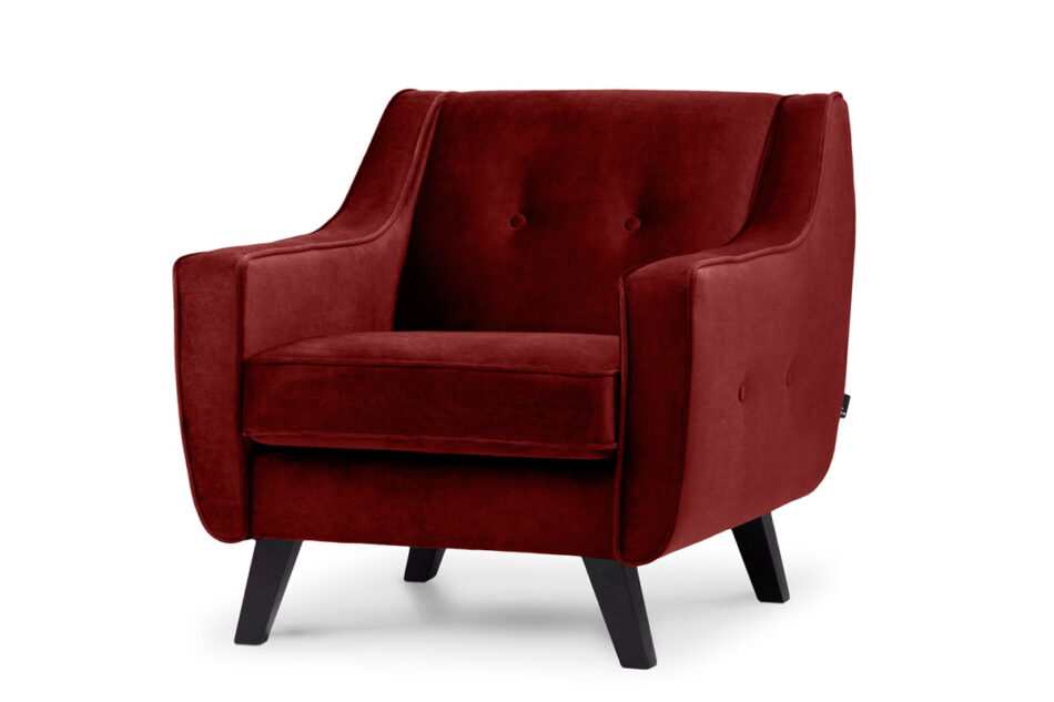 TERSO Skandynawski fotel welurowy czerwony bordowy - zdjęcie 1