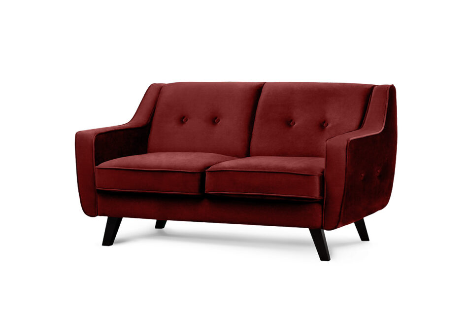 TERSO Skandynawska sofa 2 osobowa welur czerwona bordowy - zdjęcie 1