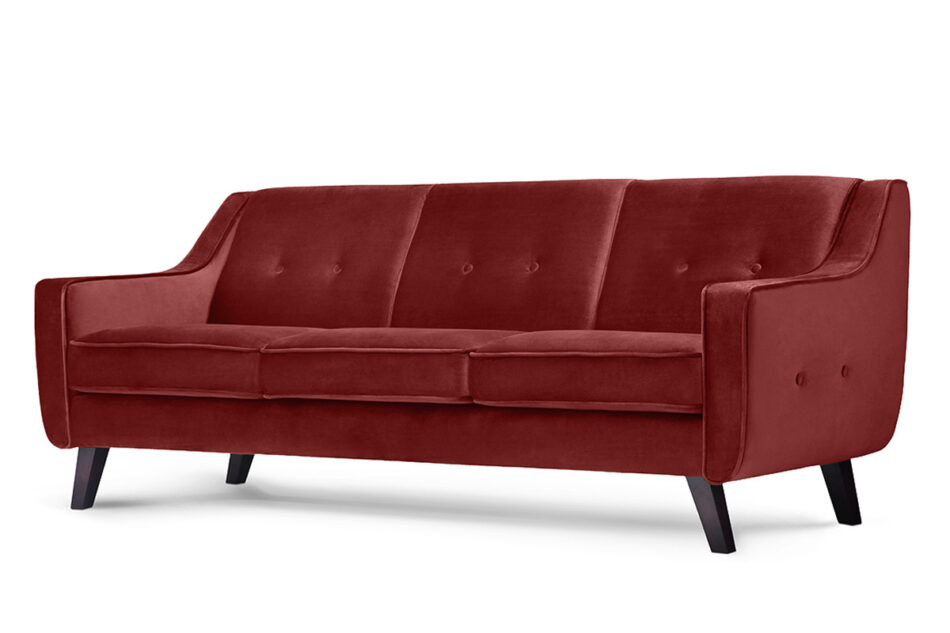 TERSO Skandynawska sofa 3 osobowa welur czerwona bordowy - zdjęcie 1