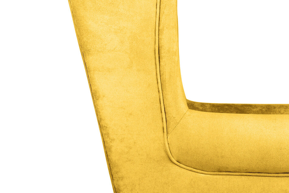 MILES Fotel uszak welur żółty drewniane nóżki żółty/buk - zdjęcie 6