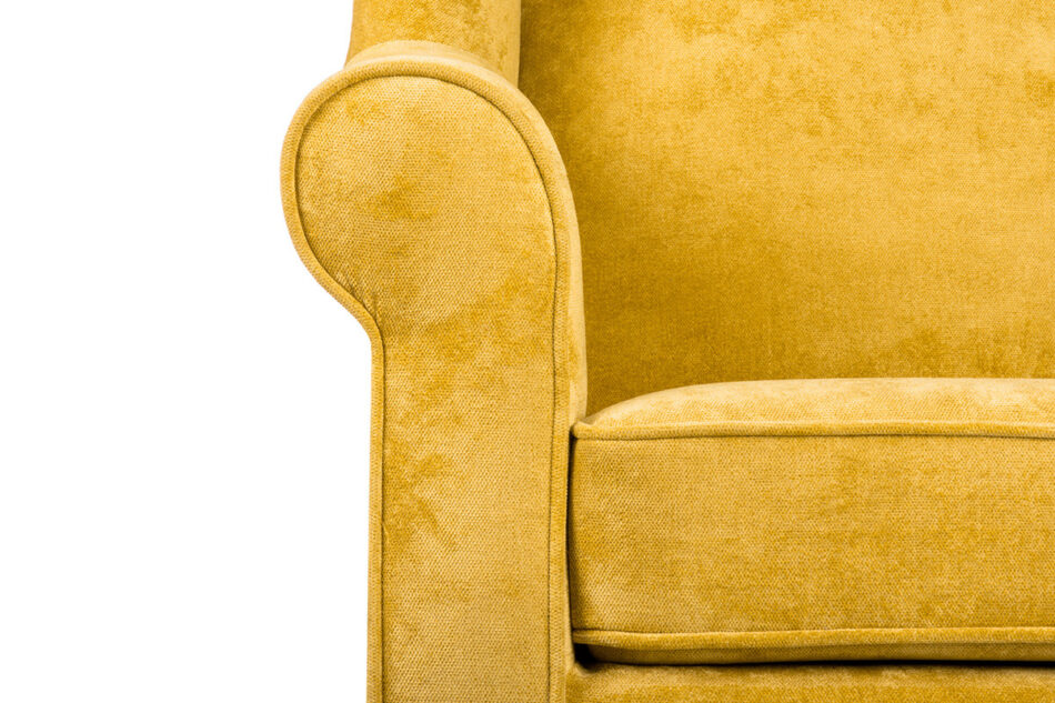 MILES Fotel uszak welur żółty drewniane nóżki żółty/buk - zdjęcie 7