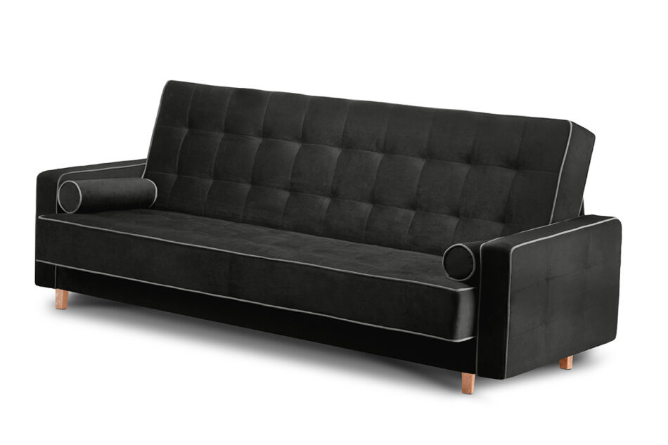 DOZER Czarna sofa 3 osobowa z funkcją spania czarny/szary - zdjęcie 1