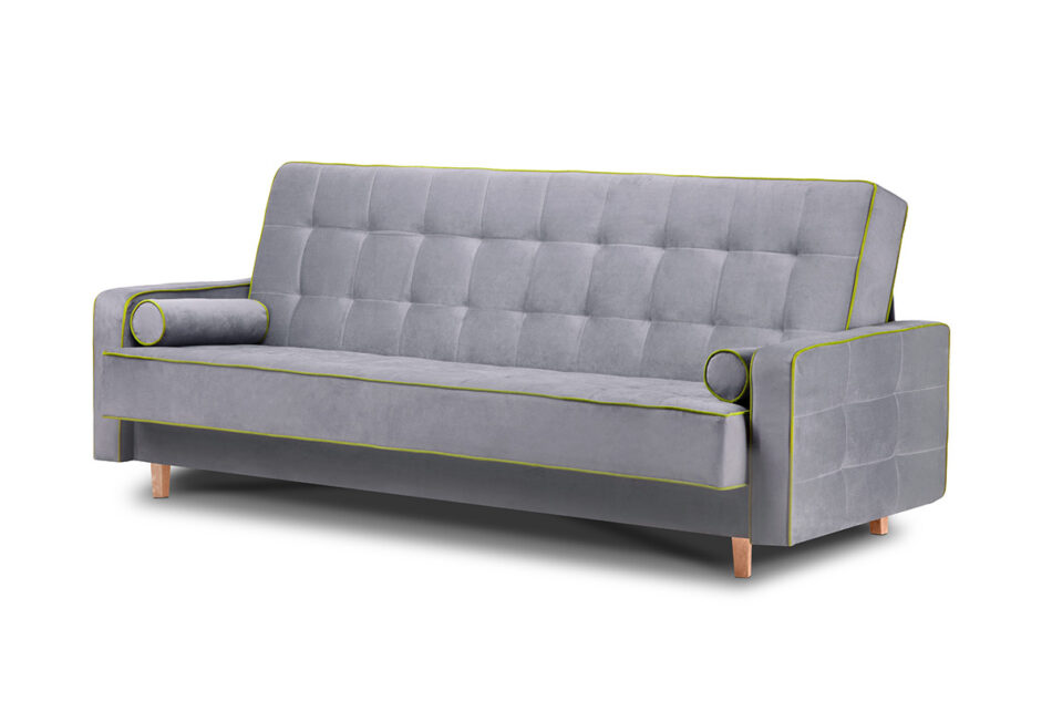 DOZER Kolorowa sofa 3 osobowa z funkcją spania szary/zielony - zdjęcie 1