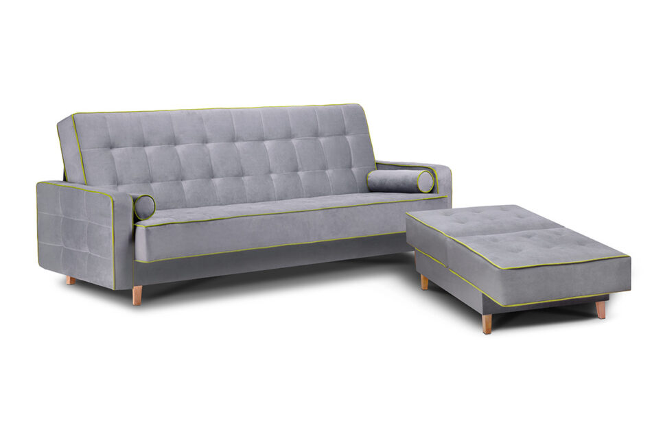 DOZER Kolorowa sofa 3 osobowa z funkcją spania szary/zielony - zdjęcie 7