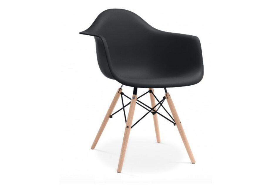 NEREA Czarne krzesło z podłokietnikami skandynawskie czarny - zdjęcie 0