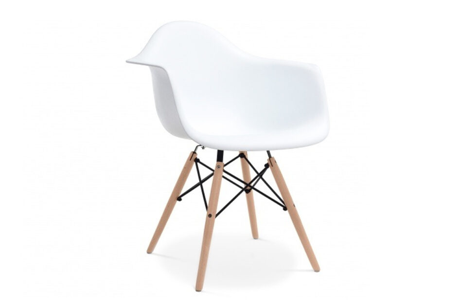 NEREA Białe krzesło z podłokietnikami skandynawskie biały - zdjęcie 0
