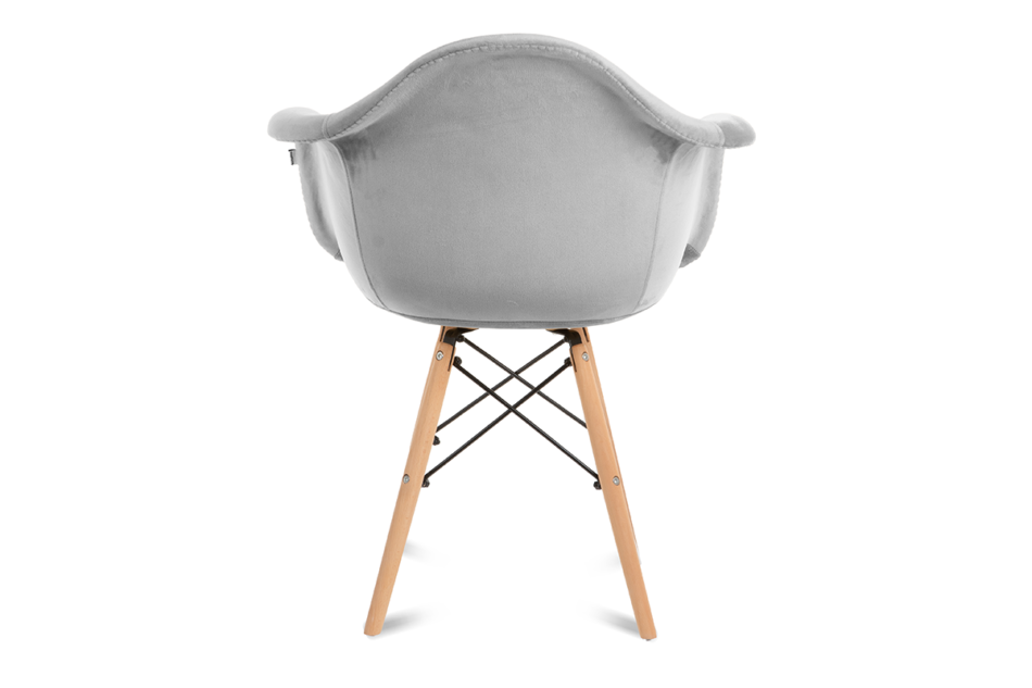 NEREA Szare welurowe krzesło z podłokietnikami skandynawskie jasny szary - zdjęcie 3