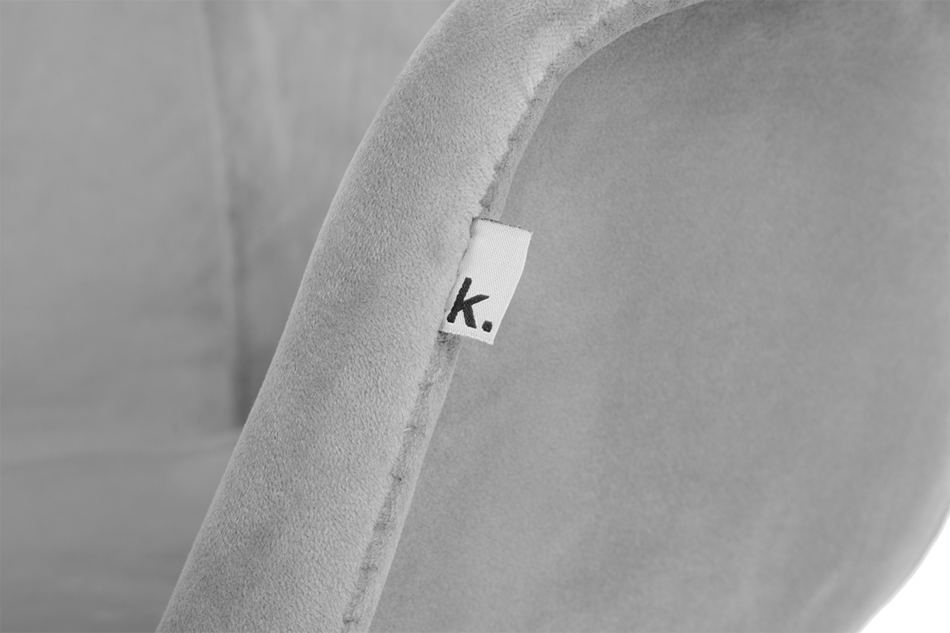 NEREA Szare welurowe krzesło z podłokietnikami skandynawskie jasny szary - zdjęcie 6