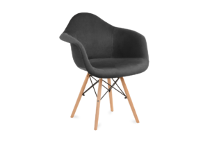 NEREA, https://konsimo.pl/kolekcja/nerea/ Welurowe krzesło z podłokietnikami skandynawskie ciemny szary ciemny szary - zdjęcie