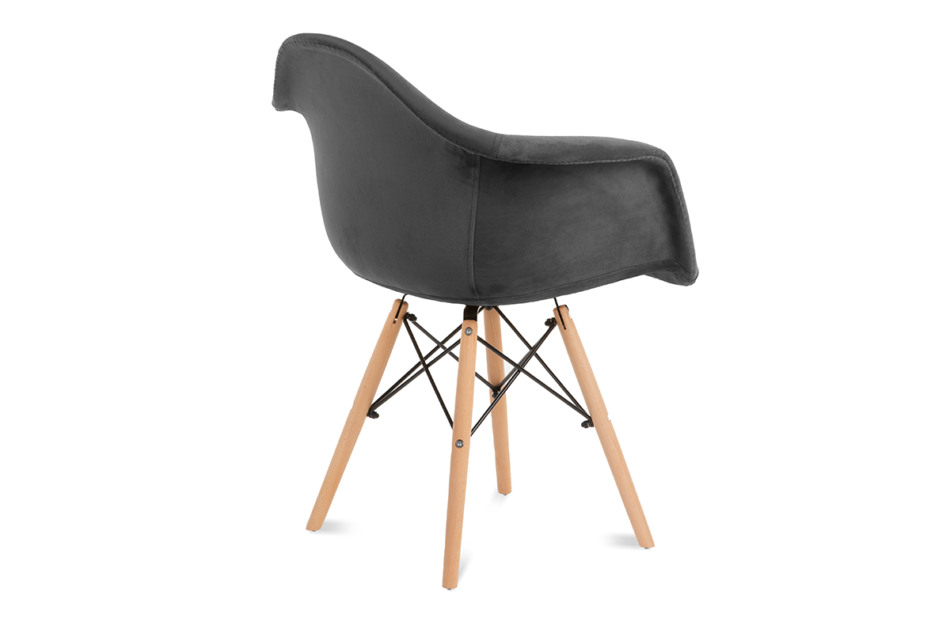 NEREA Welurowe krzesło z podłokietnikami skandynawskie ciemny szary ciemny szary - zdjęcie 1