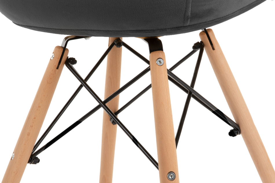 NEREA Welurowe krzesło z podłokietnikami skandynawskie ciemny szary ciemny szary - zdjęcie 6
