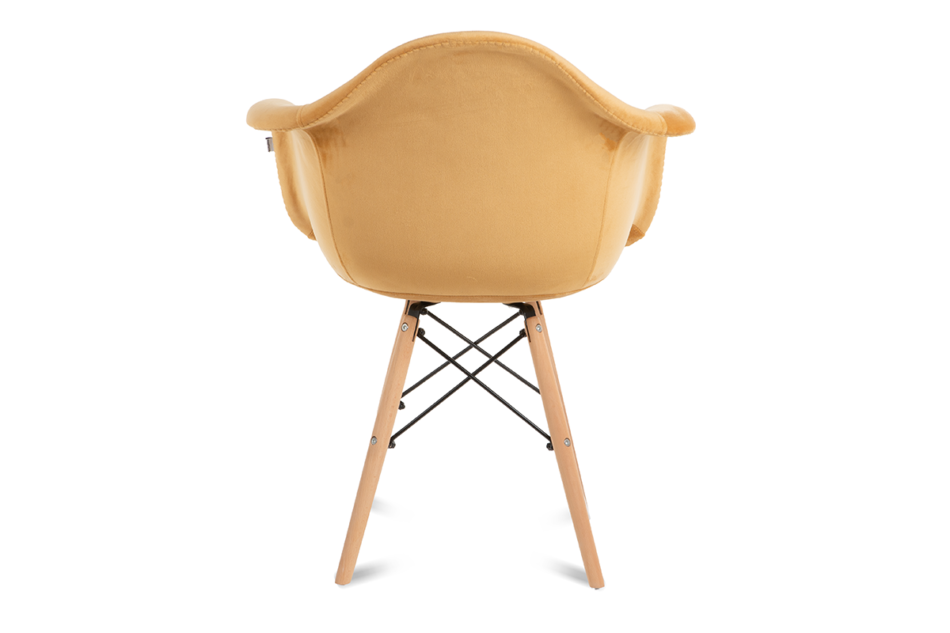 NEREA Żółte welurowe krzesło z podłokietnikami skandynawskie żółty - zdjęcie 5