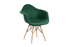 NEREA Zielone welurowe krzesło z podłokietnikami skandynawskie ciemny zielony - zdjęcie 1