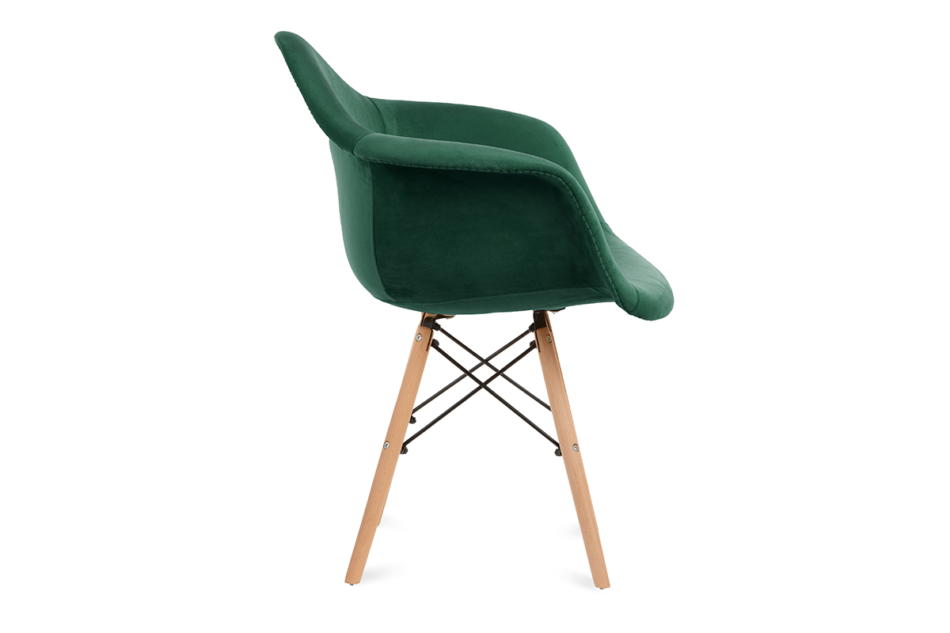 NEREA Zielone welurowe krzesło z podłokietnikami skandynawskie ciemny zielony - zdjęcie 2