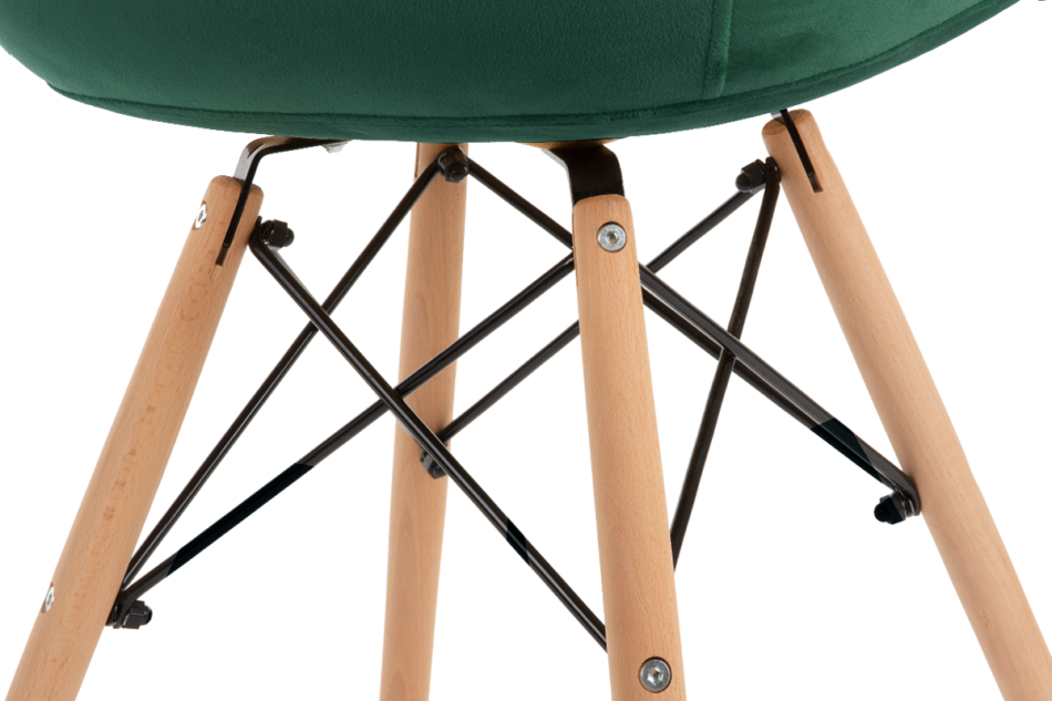 NEREA Zielone welurowe krzesło z podłokietnikami skandynawskie ciemny zielony - zdjęcie 5