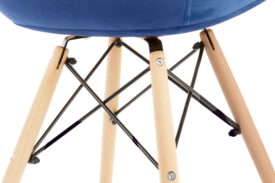 NEREA Granatowe welurowe krzesło z podłokietnikami skandynawskie granatowy - zdjęcie 6