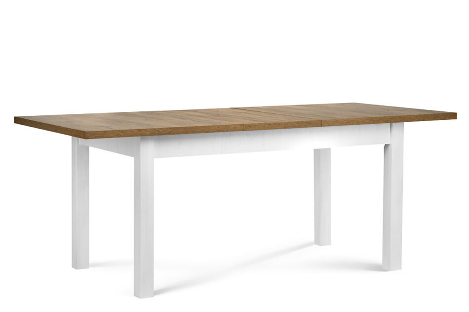LEMAS Stół rozkładany styl prowansalski biały biały/ciemny dąb - zdjęcie 0