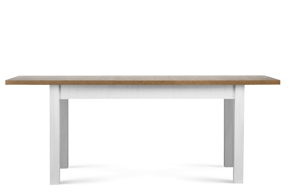 LEMAS Stół rozkładany styl prowansalski biały biały/ciemny dąb - zdjęcie 4