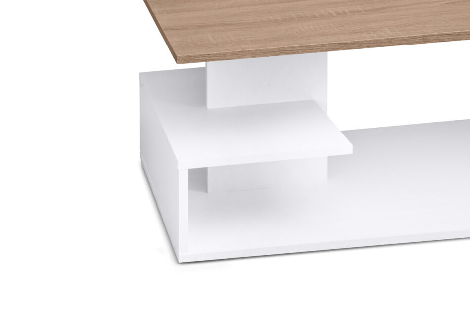 TACHIN Asymetryczny stolik kawowy do nowoczesnego salonu biały / dąb sonoma biały/dąb sonoma - zdjęcie 3