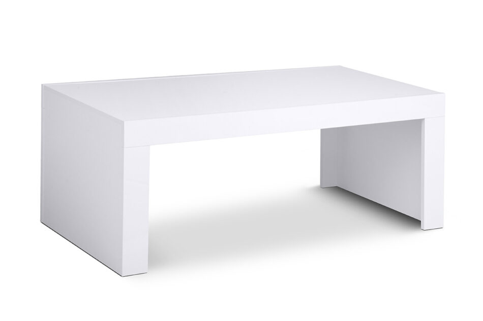 EMPROS Prosty stolik kawowy z półką do pokoju dziennego biały biały połysk - zdjęcie 2