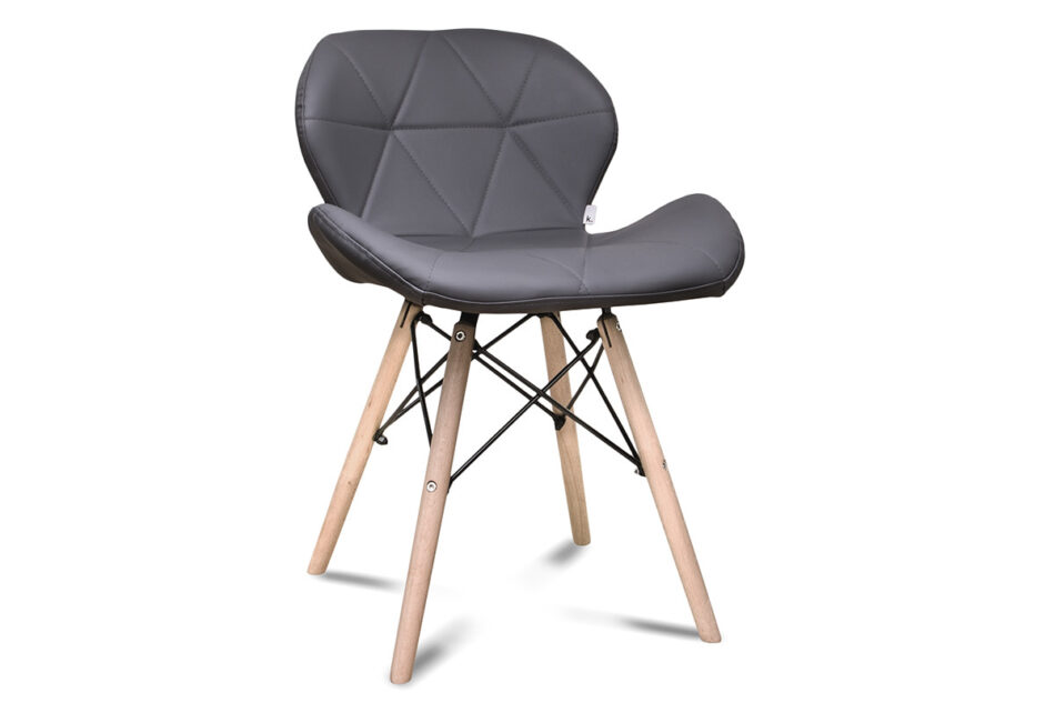 TRIGO Skandynawskie krzesło na drewnianym stelażu ekoskóra szare szary - zdjęcie 0