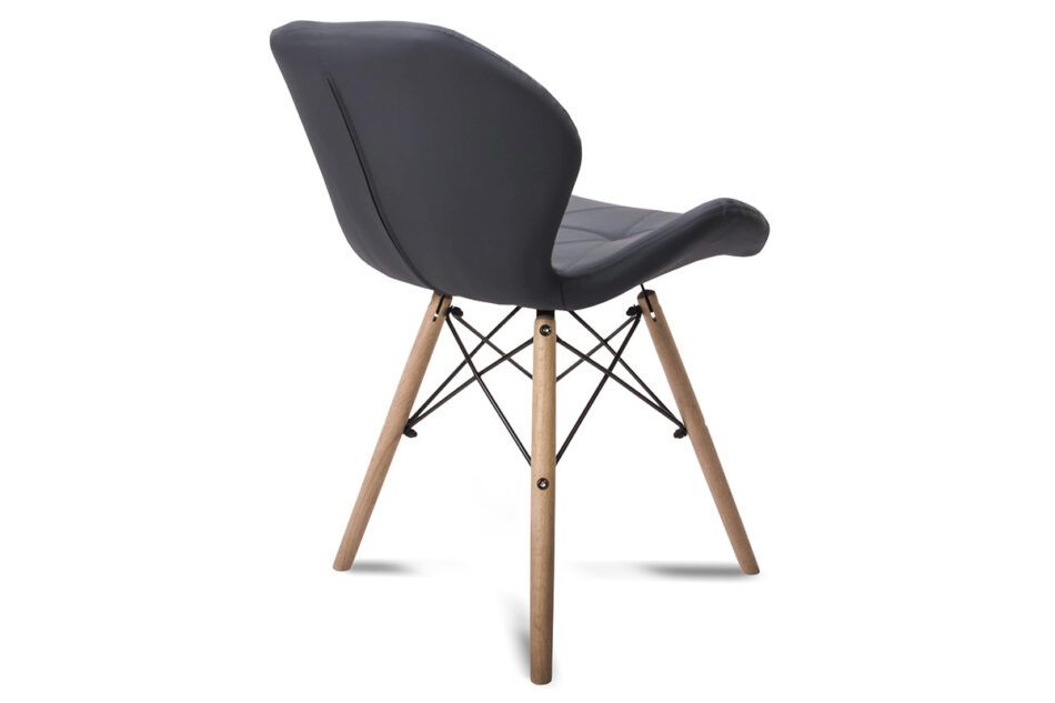 TRIGO Skandynawskie krzesło na drewnianym stelażu ekoskóra szare szary - zdjęcie 5