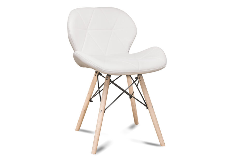 TRIGO Skandynawskie krzesło na drewnianym stelażu ekoskóra białe biały - zdjęcie 0