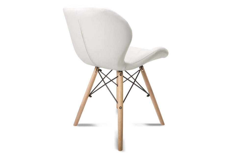 TRIGO Skandynawskie krzesło na drewnianym stelażu ekoskóra białe biały - zdjęcie 3