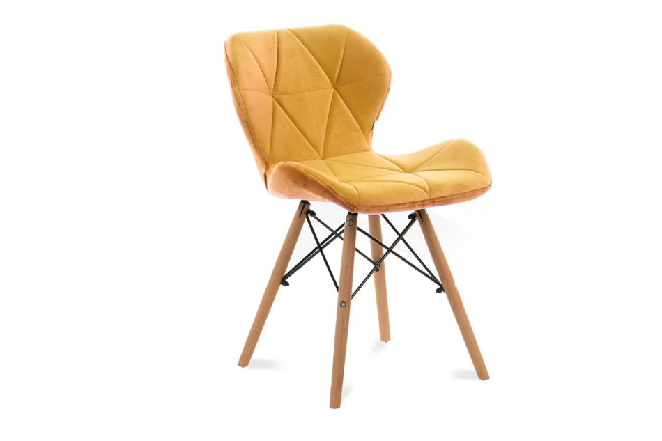 TRIGO Skandynawskie krzesło na drewnianym stelażu żółte żółty - zdjęcie 0