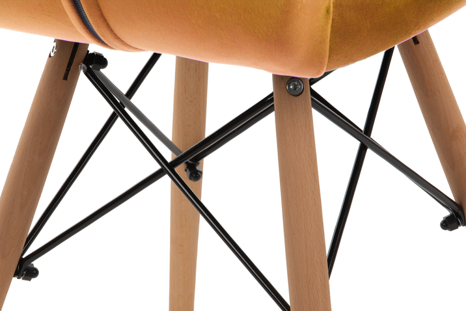 TRIGO Skandynawskie krzesło na drewnianym stelażu żółte żółty - zdjęcie 4