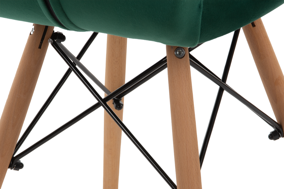 TRIGO Skandynawskie krzesło na drewnianym stelażu butelkowa zieleń ciemny zielony - zdjęcie 6