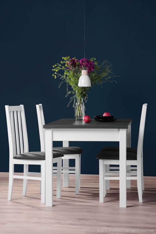 CENARE Rozkładany prosty stół 140 x 80 cm biały / szary biały/szary - zdjęcie 5