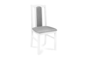 CIBUS, https://konsimo.pl/kolekcja/cibus/ Klasyczne krzesło do jadalni białe tkanina szara biały/jasny szary - zdjęcie