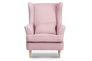 STRALIS, https://konsimo.pl/kolekcja/stralis/ Skandynawski fotel pudrowy róż na nóżkach różowy - zdjęcie