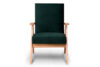 NASET Fotel w stylu PRL butelkowa zieleń welur zielony/jasny dąb - zdjęcie 1