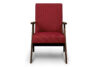 NASET Fotel w stylu PRL czerwony bordowy/ciemny orzech - zdjęcie 1